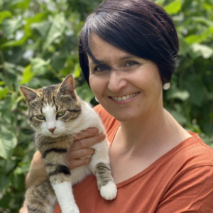 Portrait von Catherine mit Katze